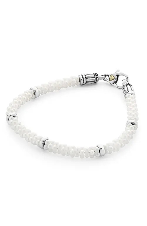 LAGOS Black & White Caviar Bracelet in White/Silver at Nordstrom, Size Medium | Nordstrom