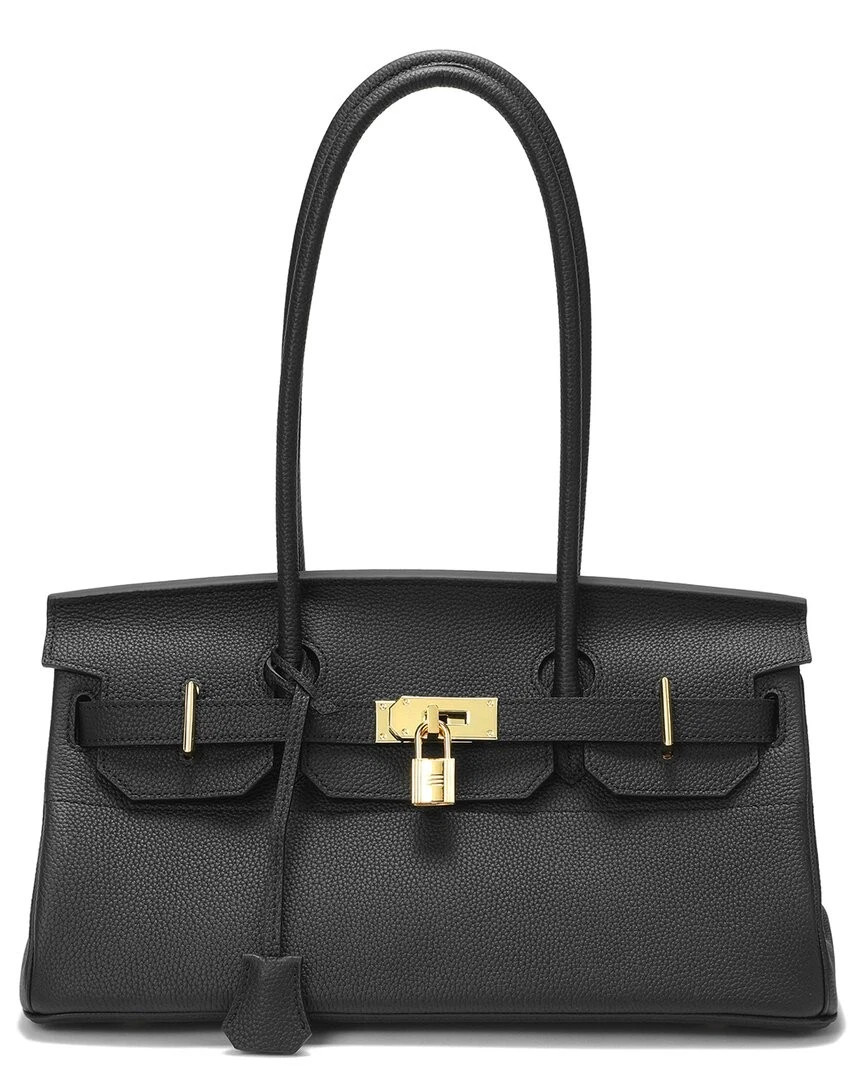 Tiffany & Fred Paris Structured Leather Top-Handle Tote Women's Black | eBay US