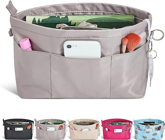 Vercord Premium Nylon Purse Organizer Tote Handbag Insert Organizers Bag in Bag Zipper 13 Pockets... | Amazon (US)