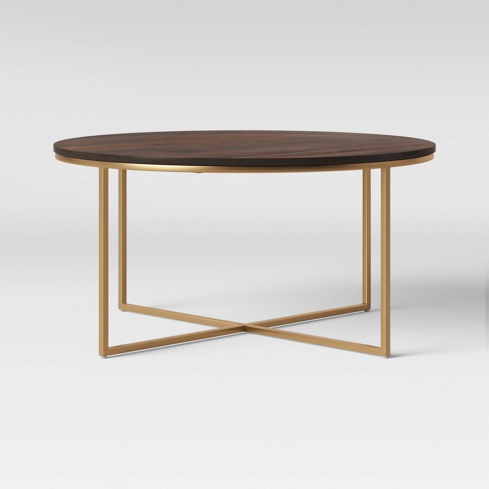 Dale Round Wood Coffee Table with Brass Base Coffee Brown - Project 62 | Target