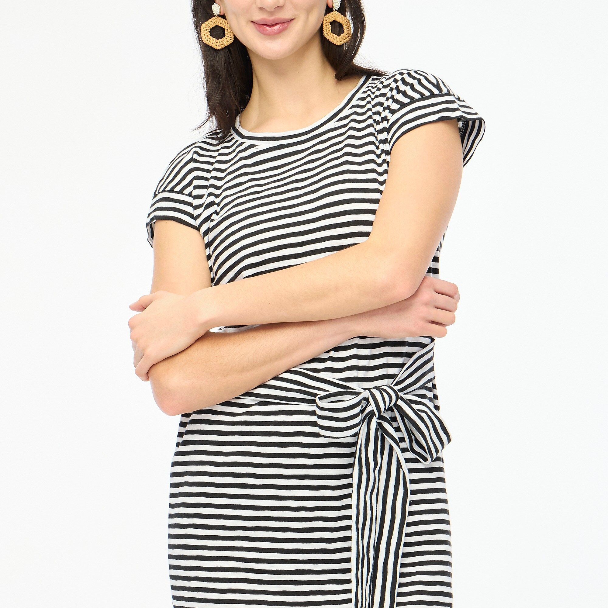 Short-sleeve striped tie-waist T-shirt dress | J.Crew Factory