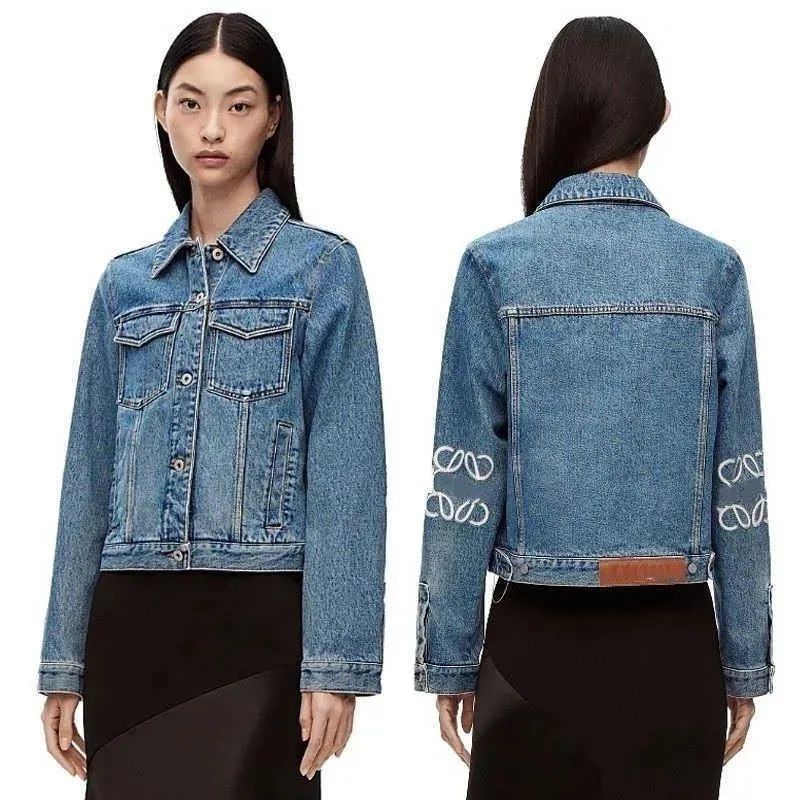 womens spring denim jacket Embroidered Letter designer outwear long sleeve coats top cowgirl clot... | DHGate