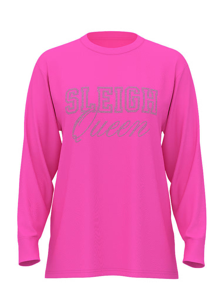 Buy Campus Cotton Long-Sleeve Tee, Limited Edition Sizzling Strawberry Foil Graphic - Order Tops ... | Victoria's Secret (US / CA )