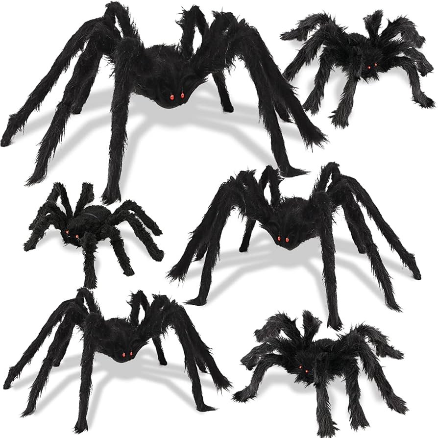 Halloween Spider Decorations, 6 Pack Giant Spider Outdoor Decorations for Halloween, Scary Hairy ... | Amazon (US)