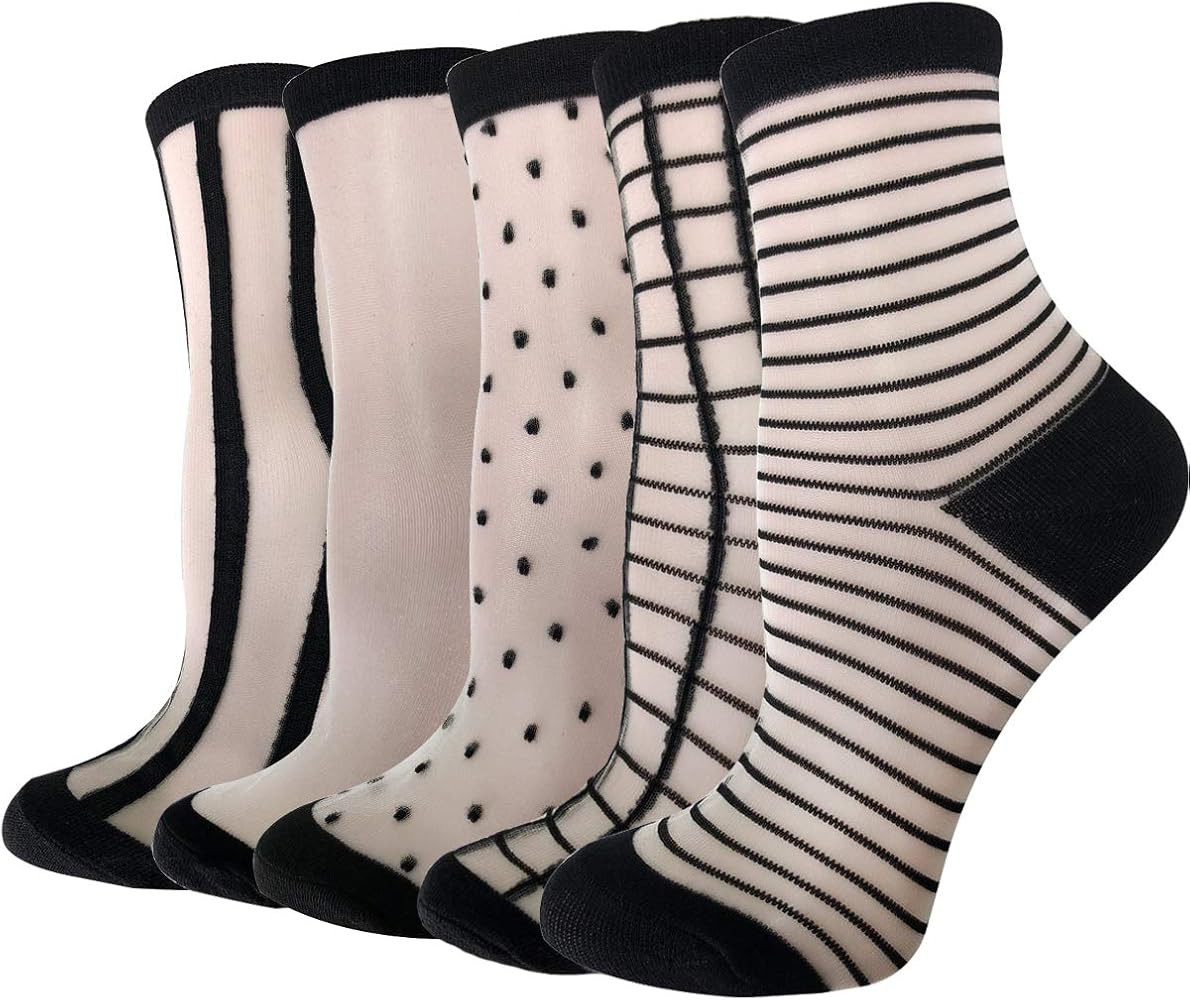 5 or 15 Pairs Clear Women Sheer Socks Thin Summer Socks Liners Lace Tulle Ankle Transparent Cute ... | Amazon (US)