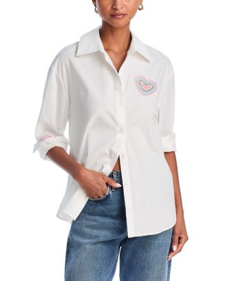 Poplin Button Down Heart Embroidered Shirt - Exclusive | Bloomingdale's (US)