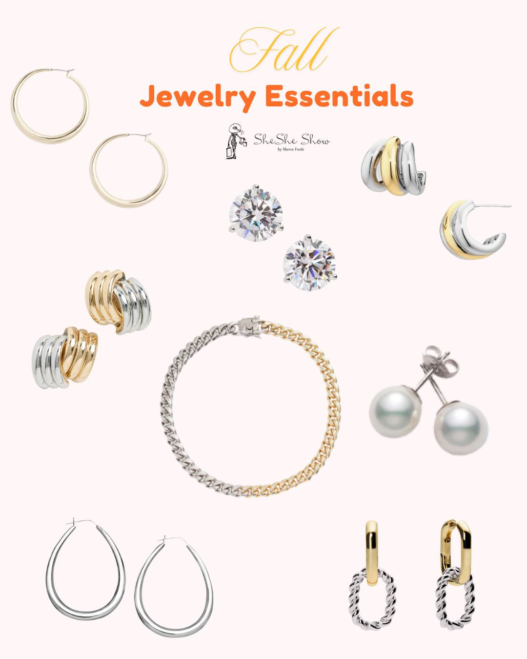  Jewelry essentials 
Pearl earrings
Gold hoop earrings, silver hoop earrings,
Wardrobe basics, jewelry basics, 
 

#LTKStyleTip #LTKWorkwear #LTKFindsUnder100