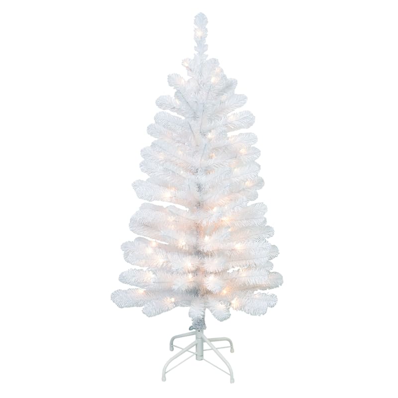 (A13) Pre-Lit White Christmas Tree, 4' | At Home