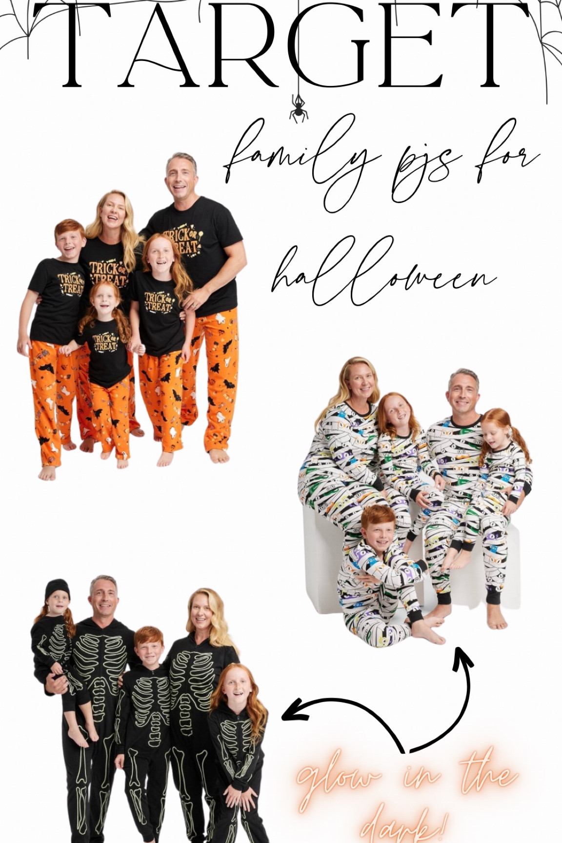 Fun Halloween matching pjs for the whole family! Two out of these three styles from Target also glow in the dark! 👻🎃🍂✨

#LTKSeasonal #LTKHoliday #LTKfamily