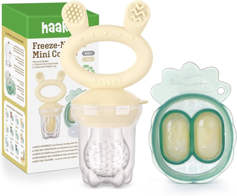Haakaa Baby Fruit Food Feeder & Mini Freezer Nibble Tray Combo, Breastmilk Popsicle Molds for Bab... | Amazon (US)