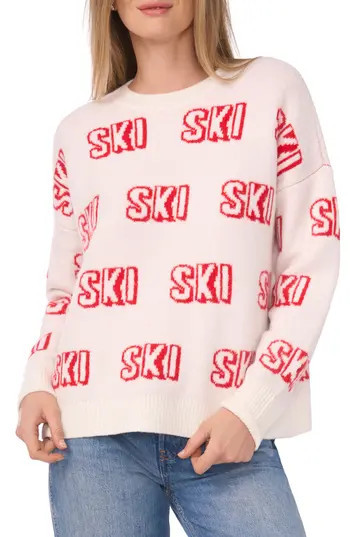 CeCe Ski Sweater in Antique White/Bright Cherry at Nordstrom Rack, Size Medium | Nordstrom Rack