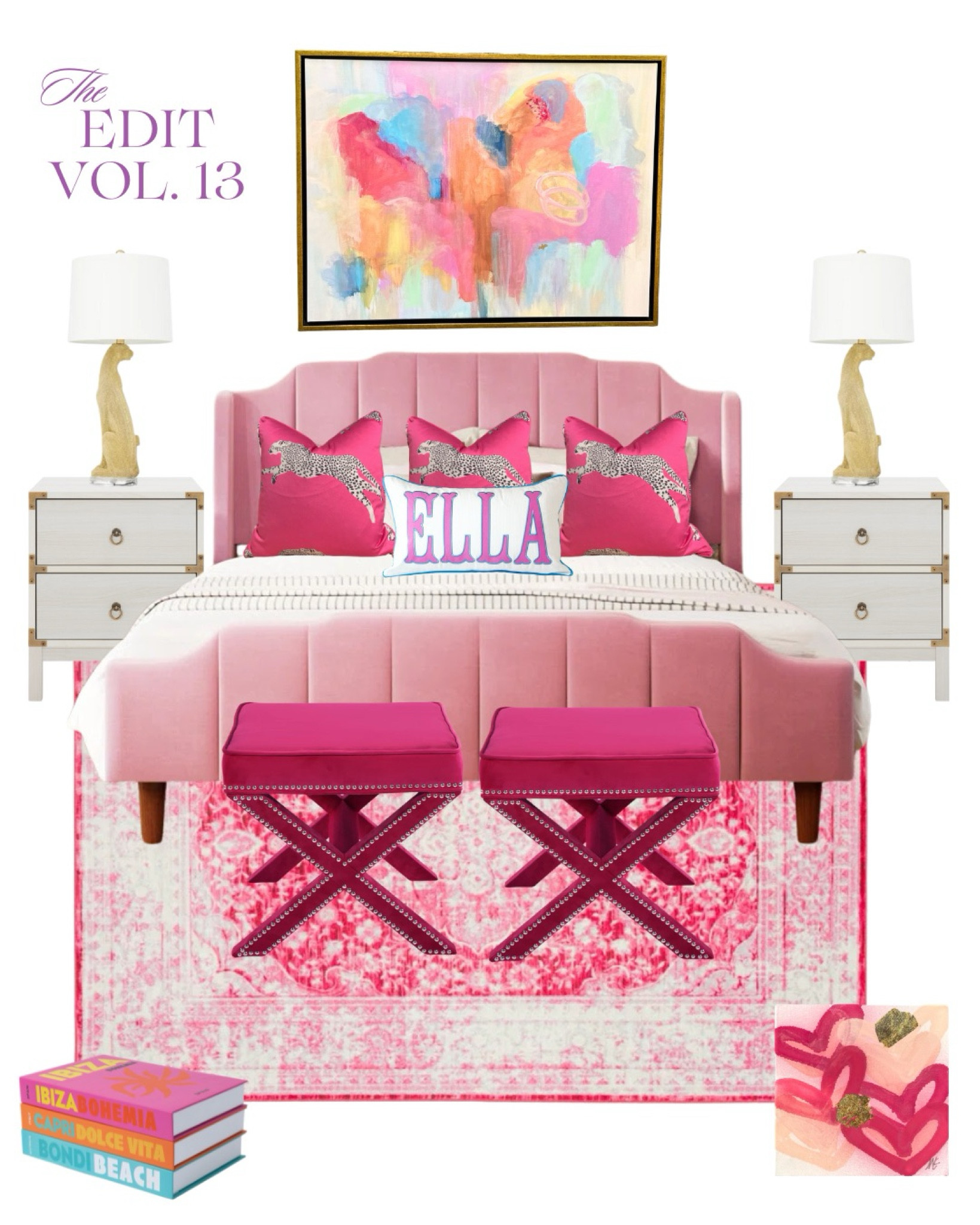 💕They say “Happy Girls” are the prettiest and that’s what The Edit. Vol 13 is ALL ABOUT!!👏🏻 Baleigh just ordered our “Happy Girls” canvas print horizontal in size 36x48  to go above her queen bed!! ⭐️She asked me to create a vision board for her room that had “hot pink and light pink” that ties together the painting!💓
I created two versions of a very happy room for her choose from, the first being lighter, and the second bringing the HOT PINK energy!!💃
⭐️I have linked these EXACT products on my LTK page @mkdeckerdesigns (link in bio) and our “Happy Girls” is available to custom order on Mkdeckerdesigns.com
✅Be sure to SAVE this post for future inspiration and follow for more home decor and room design ideas!! 

#LTKGiftGuide #LTKHome #LTKStyleTip