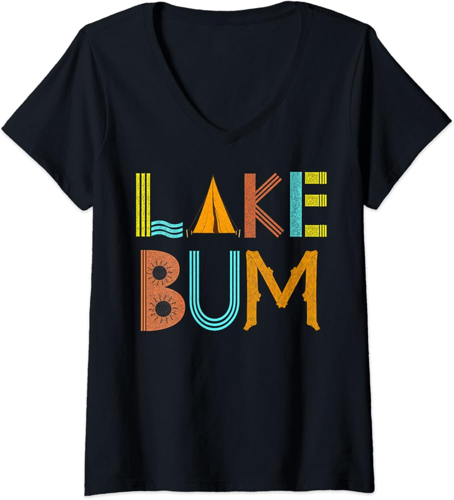 Womens Lake Bum Clothing - Lake Bum Shirt V-Neck T-Shirt | Amazon (US)