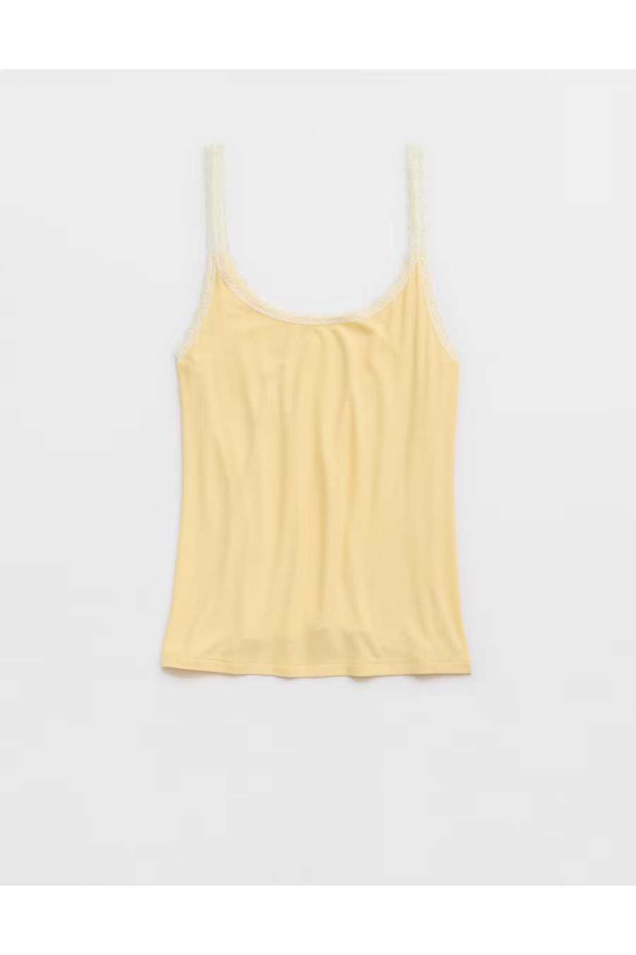 Aerie Real Soft Lace Trim Tank Women's Yellow Notes M | Aerie