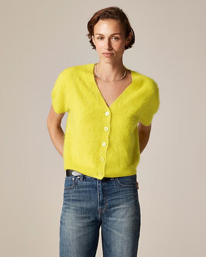 Brushed cashmere short-sleeve cardigan | J. Crew US