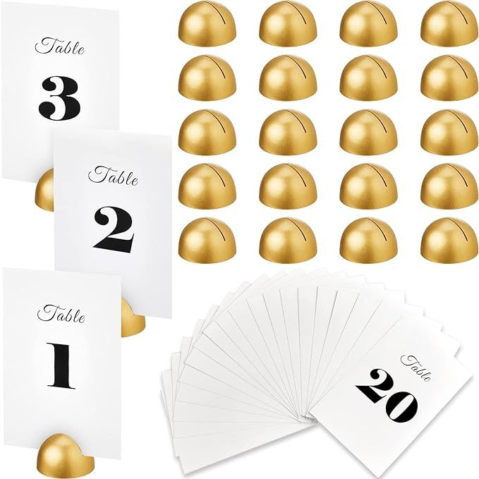 20 Pieces Table Number Cards Round Table Number Stands Modern Cursive Table Number 1-20 for Weddi... | Amazon (US)
