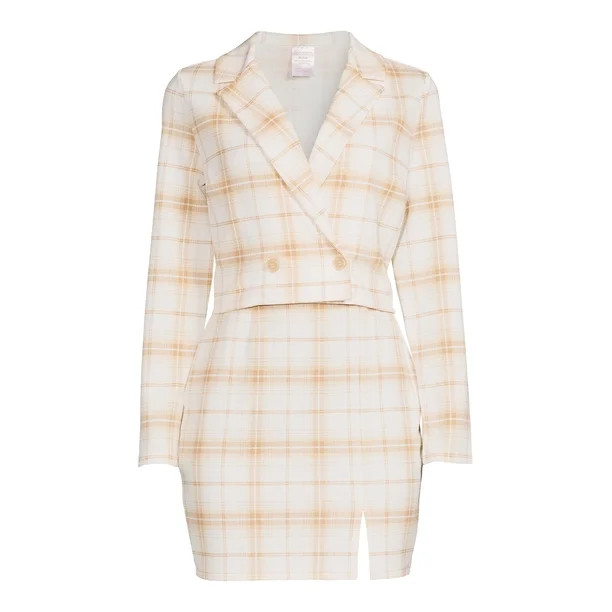 No Boundaries Juniors Cropped Blazer and Skirt Set, 2-Piece, Sizes XS-3XL - Walmart.com | Walmart (US)