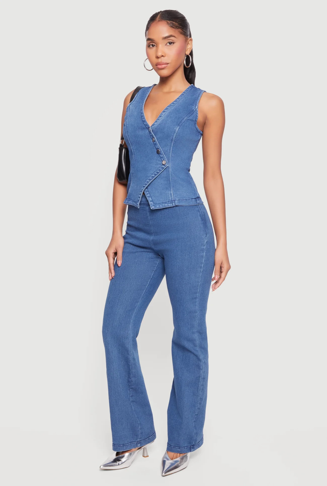Denim High Waisted Side Zip Bootcut Jeans | Rainbow Shops