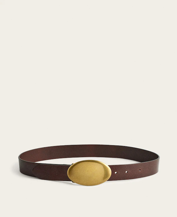 Oval Plaque-Buckle Belt in Leather | Madewell