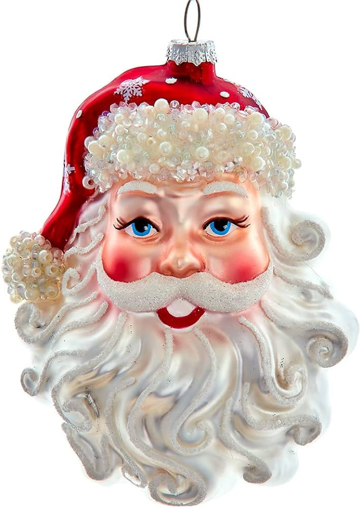 Kurt S. Adler Glass Christmas Tree Ornament Holiday Decorations Traditional (5.5” Red Head Sant... | Amazon (US)