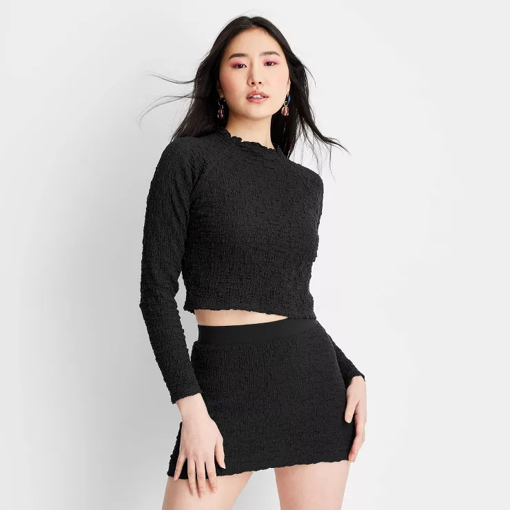 Women's Long Sleeve Mock Neck Puckered Top - Future Collective™ with Gabriella Karefa-Johnson B... | Target