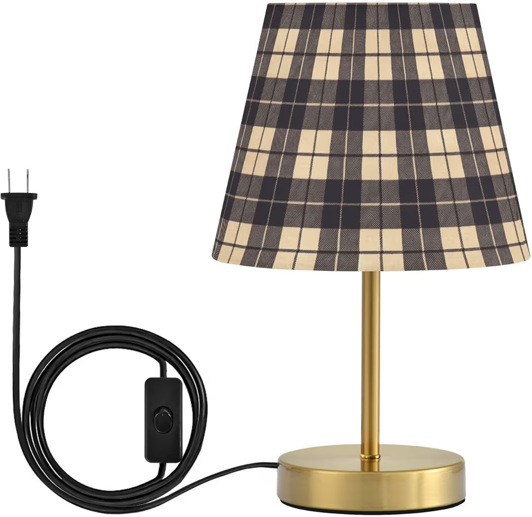 FRODOTGV Black Beige Buffalo Plaid Table Lamps with Shade 3 Lighting Modes Bedside Night Lamp for... | Amazon (US)