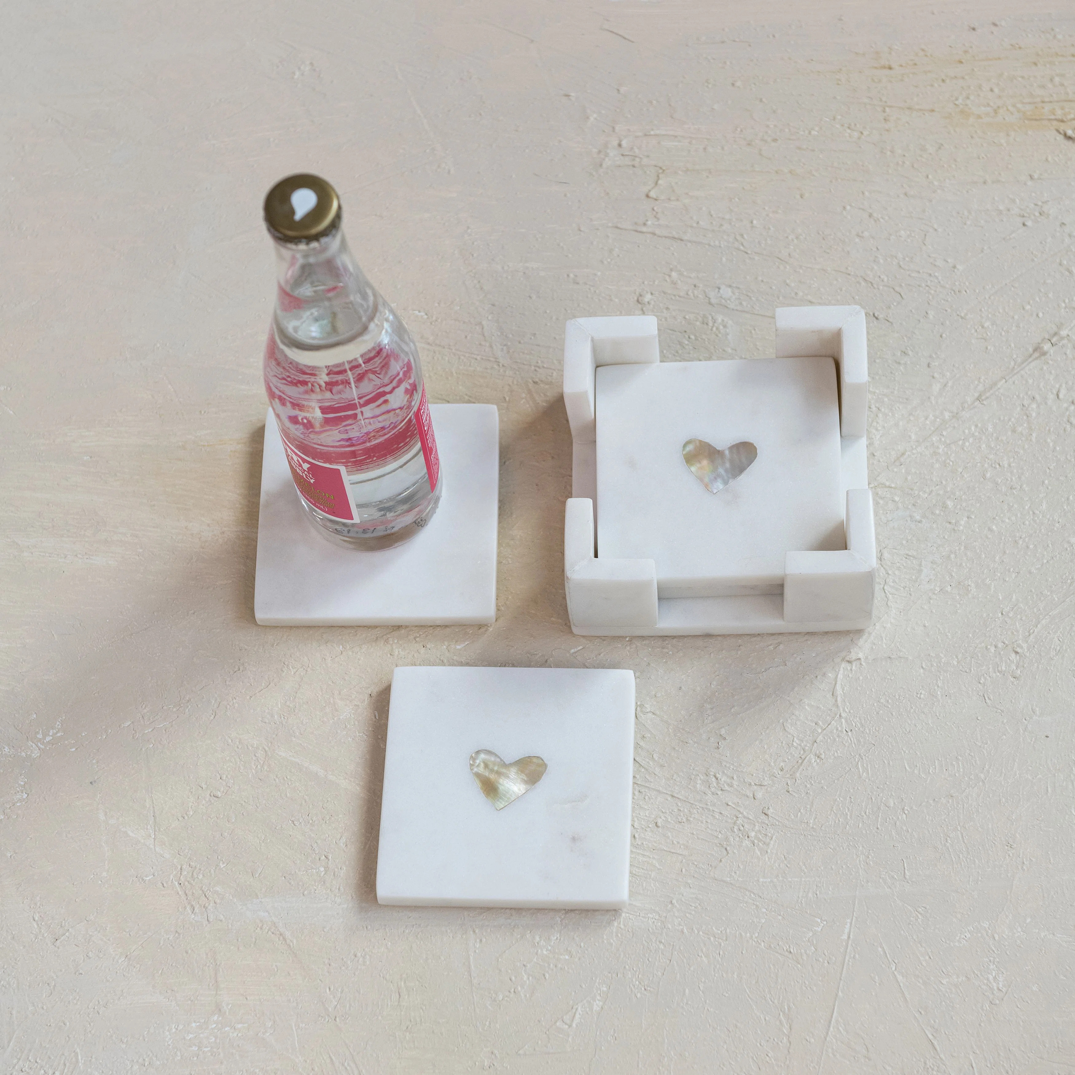 Marble Coasters With Heart Shaped Mother Of Pearl Inlay | Wayfair North America