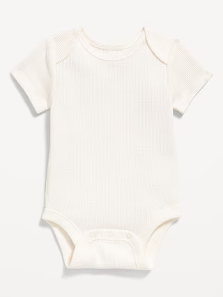 Unisex Short-Sleeve Waffle-Knit Bodysuit for Baby | Old Navy (US)