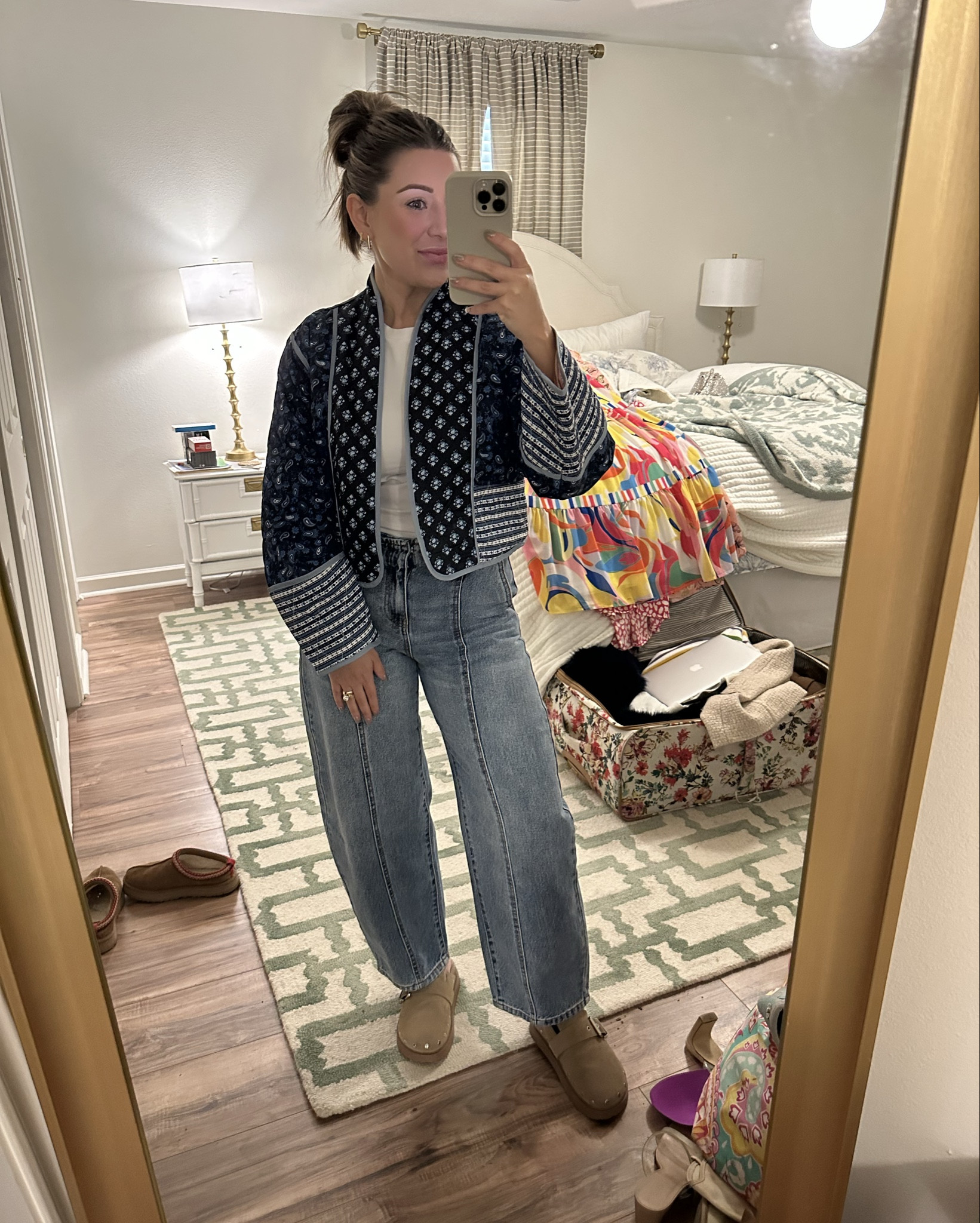 The weather is perfection today! 
This is such a simple outfit I threw on for church this morning.

Jeans & top are both basics from Target. These tees are so buttery soft and comfortable. I have them in several colors that are perfect for multiple outfit ideas— dressed up or down. I took a size medium. Jeans are out of stock, but I linked similar. Wearing the 4. The quilted jacket is the perfect light-weight throw-on to add a pop of color and warmth for the cooler mornings we still have right now! Wearing the small. Shoes are Steve Madden and run TTS. 

Spring is definitely in the air! 🩷🦋🫶🏻



Barrel  jeans, quilted jacket, basic tee, target basics, target, Steve Madden, slip ons, slip on shoes, backless slip ons, free people look-alike, Amazon outfits, spring fit, spring outfit, church outfit, errands, comfy and cute, cute and comfy