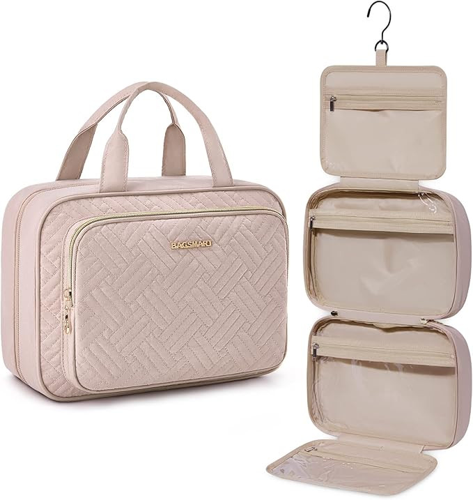 BAGSMART Travel Toiletry Bag Hanging Travel Makeup Organizer Cosmetic Bag Makeup Bag for Full Siz... | Amazon (US)