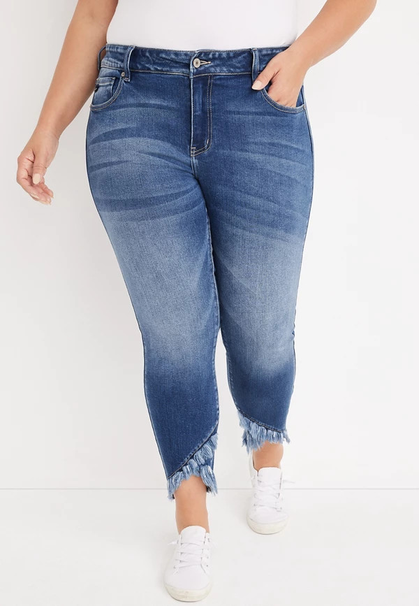 Plus Size KanCan™ Skinny Mid Rise Frayed Hem Jean | Maurices