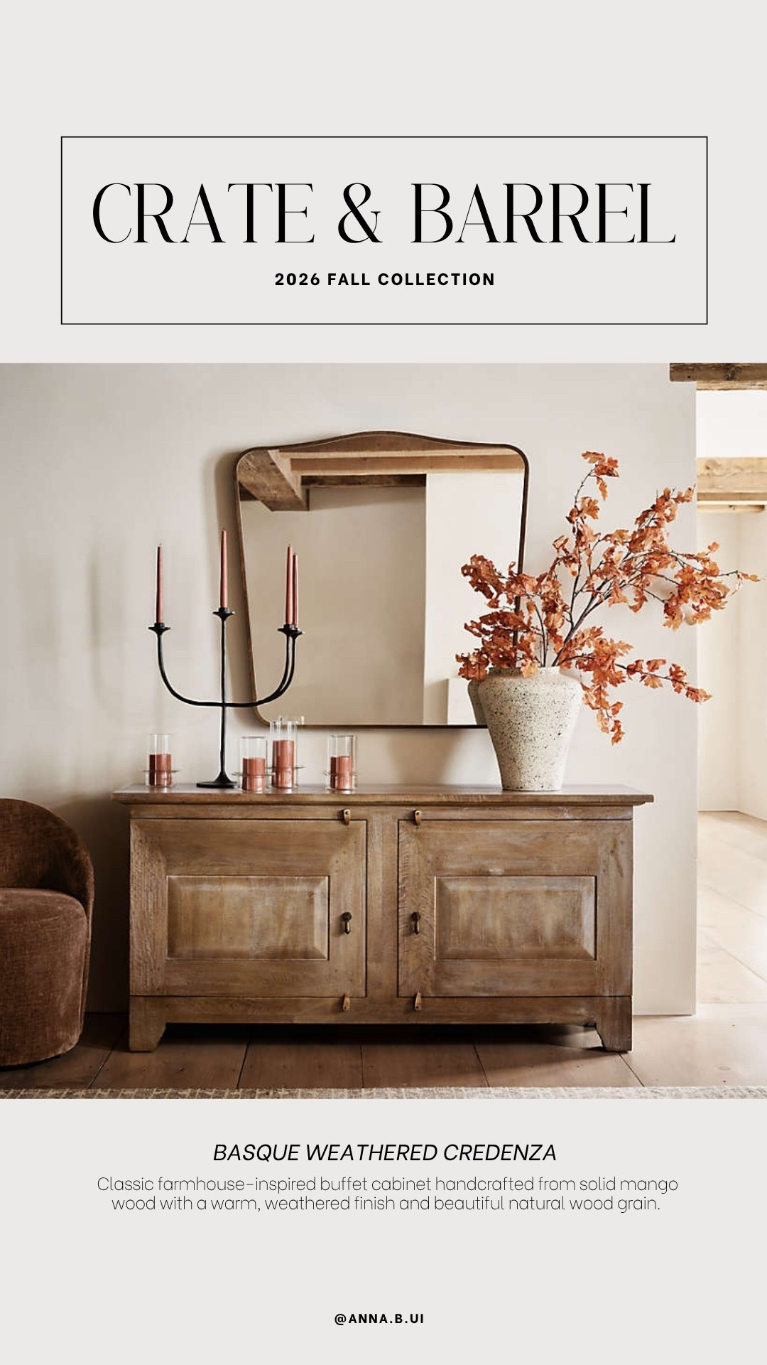 Handcrafted from solid mango wood, the Crate & Barrel Basque Solid Wood Credenza features a beautifully weathered finish and rich natural wood grain. 🤎 A statement piece with warm European farmhouse character and plenty of storage! 🍁 #sideboard #credenza #buffettable

#LTKHome #LTKSaleAlert