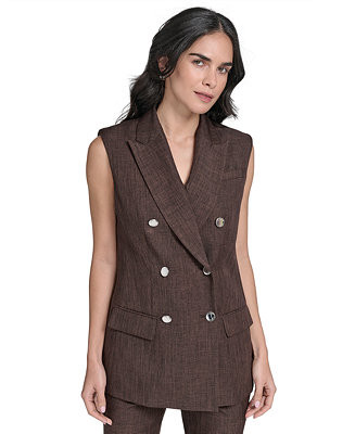 Women's Double-Breasted Textured Vest | Macy's