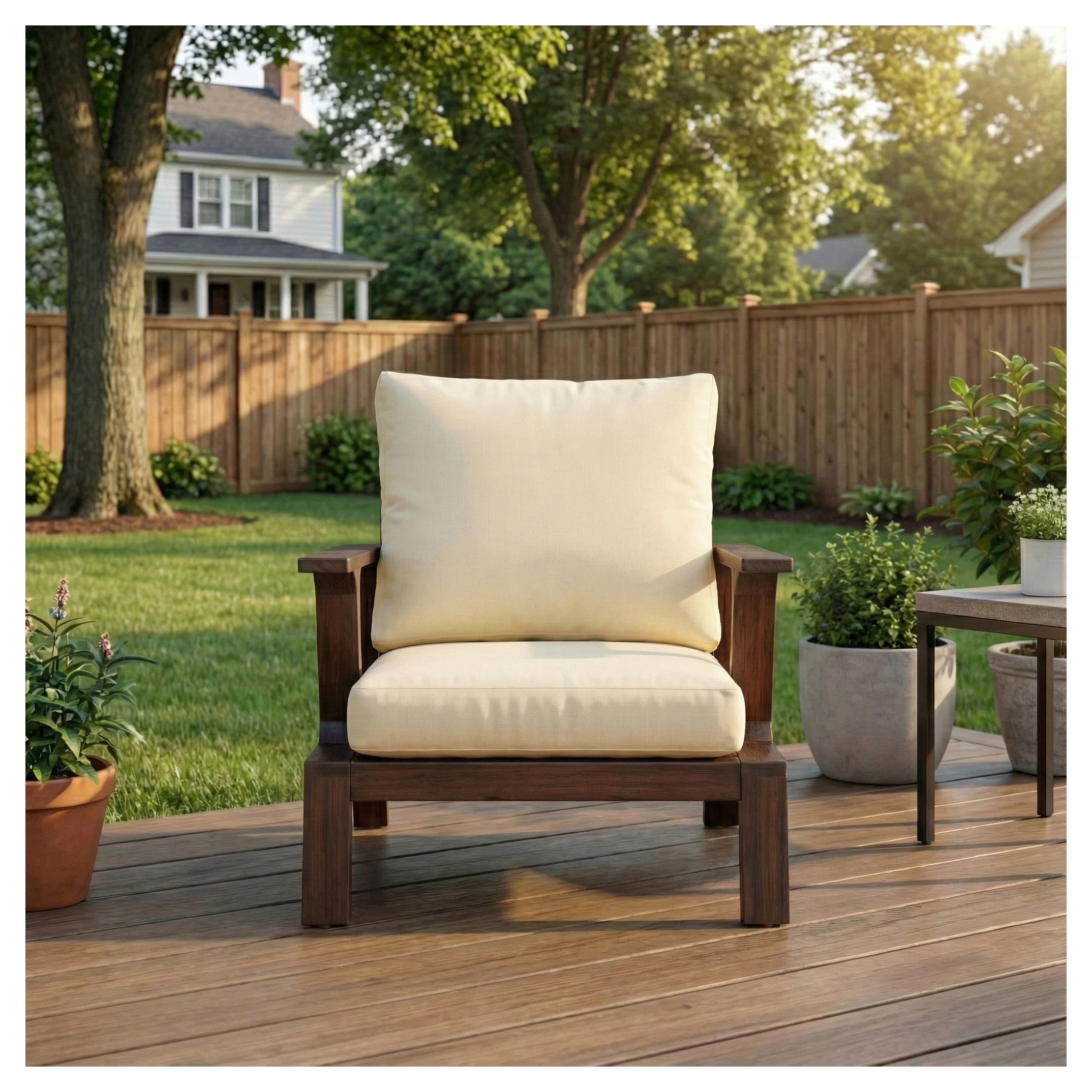 Premium Acacia Wood Patio Chair With Waterproof Cushions - Ideal For Relaxing In Gardens Or Balco... | Wayfair North America
