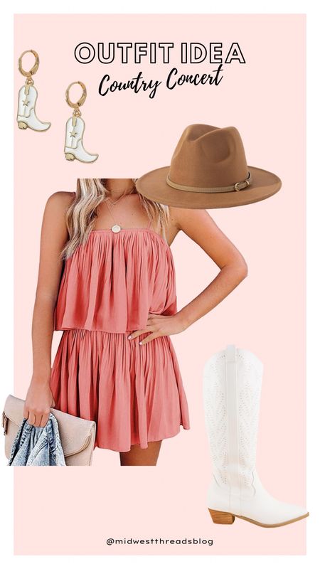 Western outfit, rodeo outfit, country concert outfit, romper, western boots and earrings 

#LTKunder50 #LTKstyletip #LTKFestival
