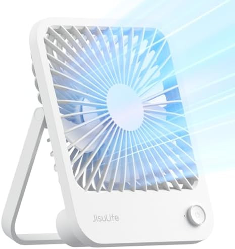 JISULIFE Desk Fan Battery Rechargeable, 4500mAh 180°Foldable Portable Personal Fan, 4 Speeds Adj... | Amazon (US)