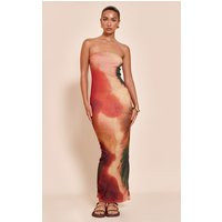 Rust Abstract Onion Skin Bandeau Print Maxi Dress | PrettyLittleThing US