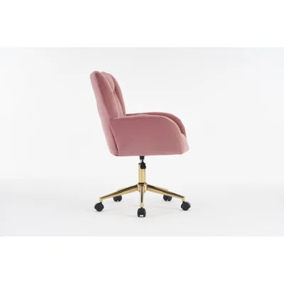 Velvet Fabric 360 Swivel Home Office Chair With Metal Base And Universal Wheels | Wayfair North America