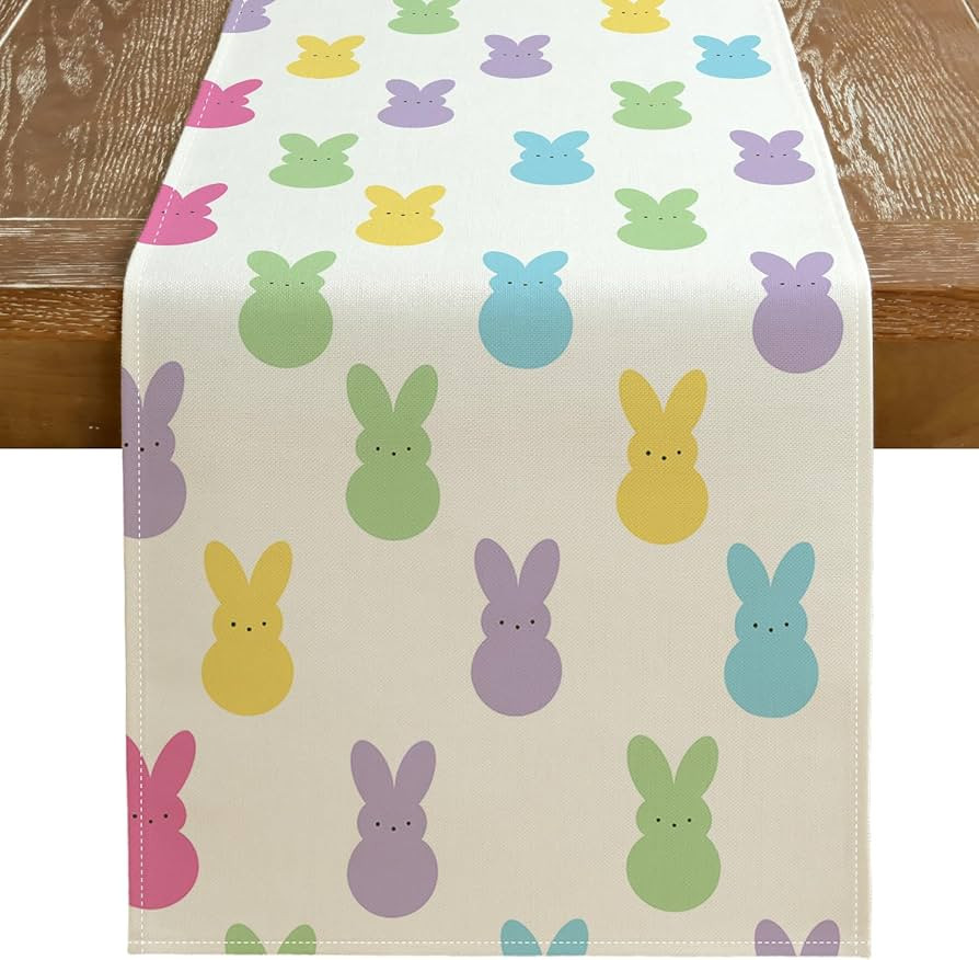 GEEORY Easter Table Runner 13 x 72 Inch, Colorful Bunny Decorative Farmhouse Rustic Holiday Sprin... | Amazon (US)