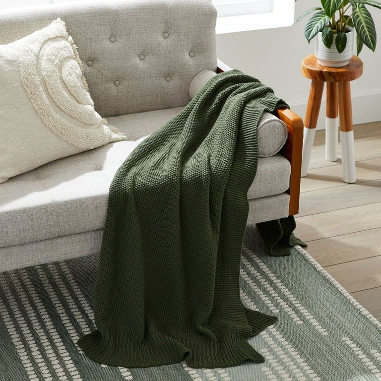 Better Homes & Gardens Solid Knit Throw, Deep Green, 50" x 60" - Walmart.com | Walmart (US)