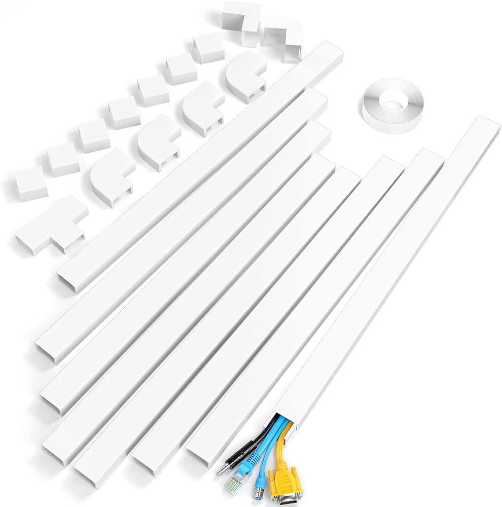 Yecaye 125" Large Cable Concealer - Paintable Cord Cover Wall Cable Management System - PVC Wire ... | Amazon (US)