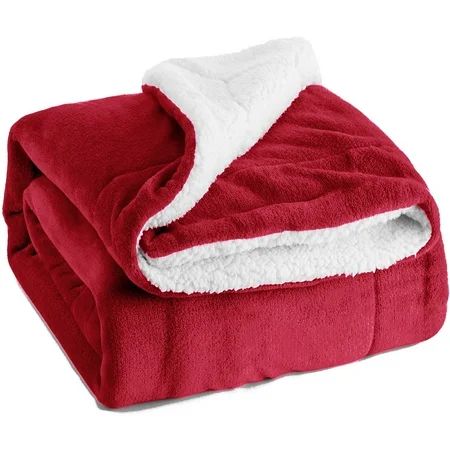 Bedsure Sherpa Fleece Blanket King Size Red Plush Blanket Fuzzy Soft Blanket | Walmart (US)