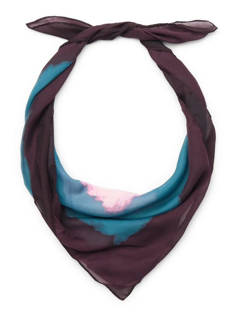 Time and Tru Women's 30 X 30 Printed Square Scarf, One Size, Pink Primrose | Walmart (US)