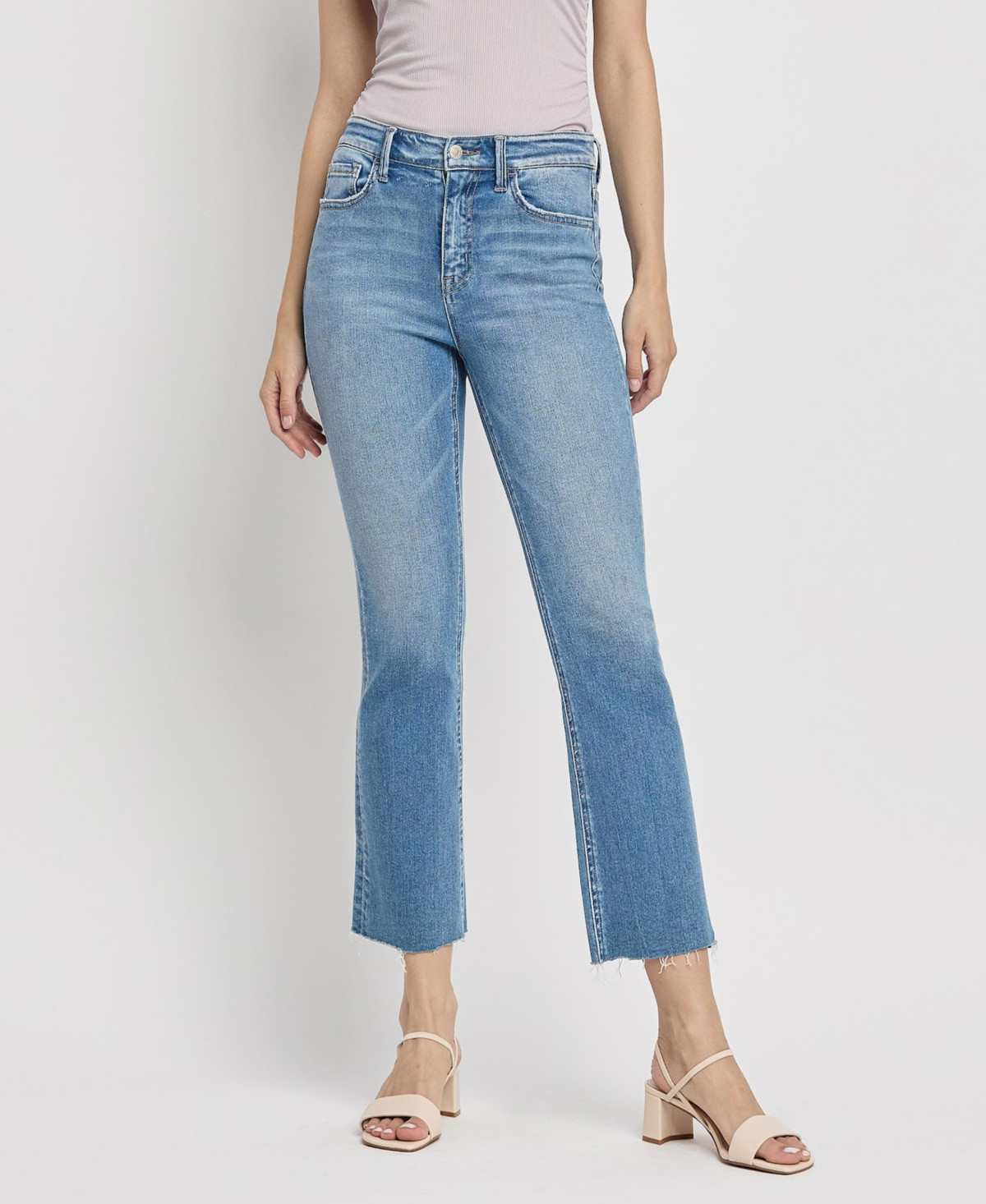 Vervet Women's High Rise Raw Hem Crop Flare Jeans - Reptar blue | Macy's
