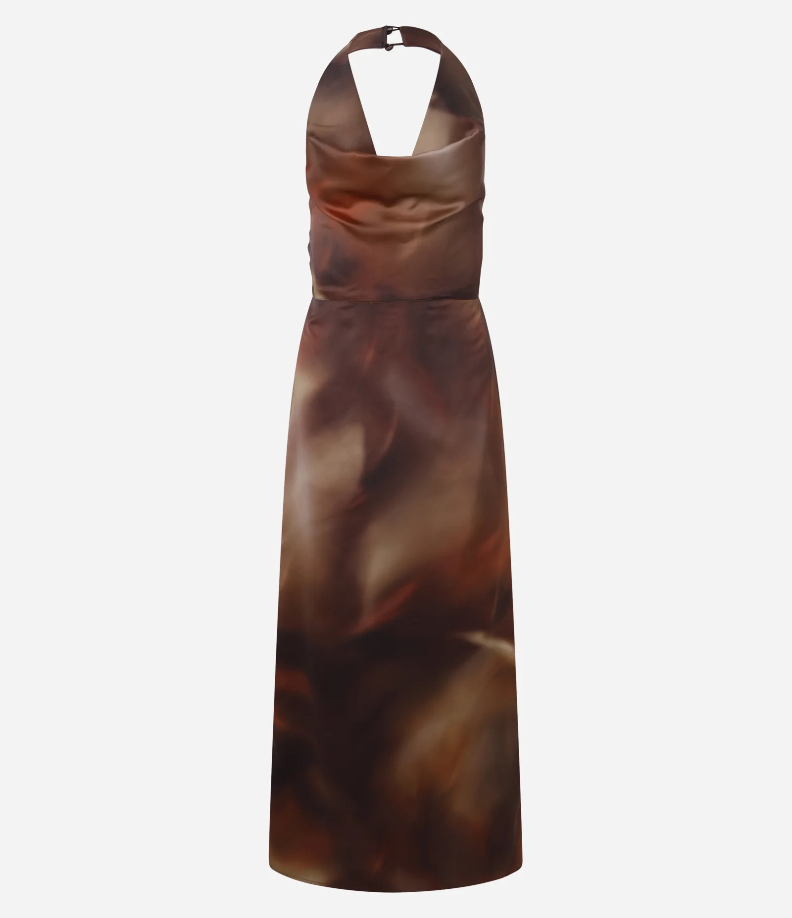 Vestido New Midi em Cetim com Estampa Manchadinha Marrom - Lojas Renner | Renner (BR)