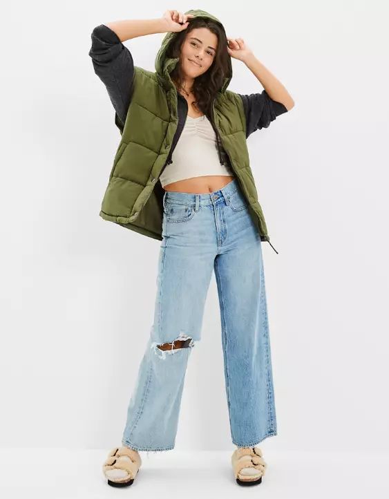 AE Oversized Puffer Vest | American Eagle Outfitters (US & CA)