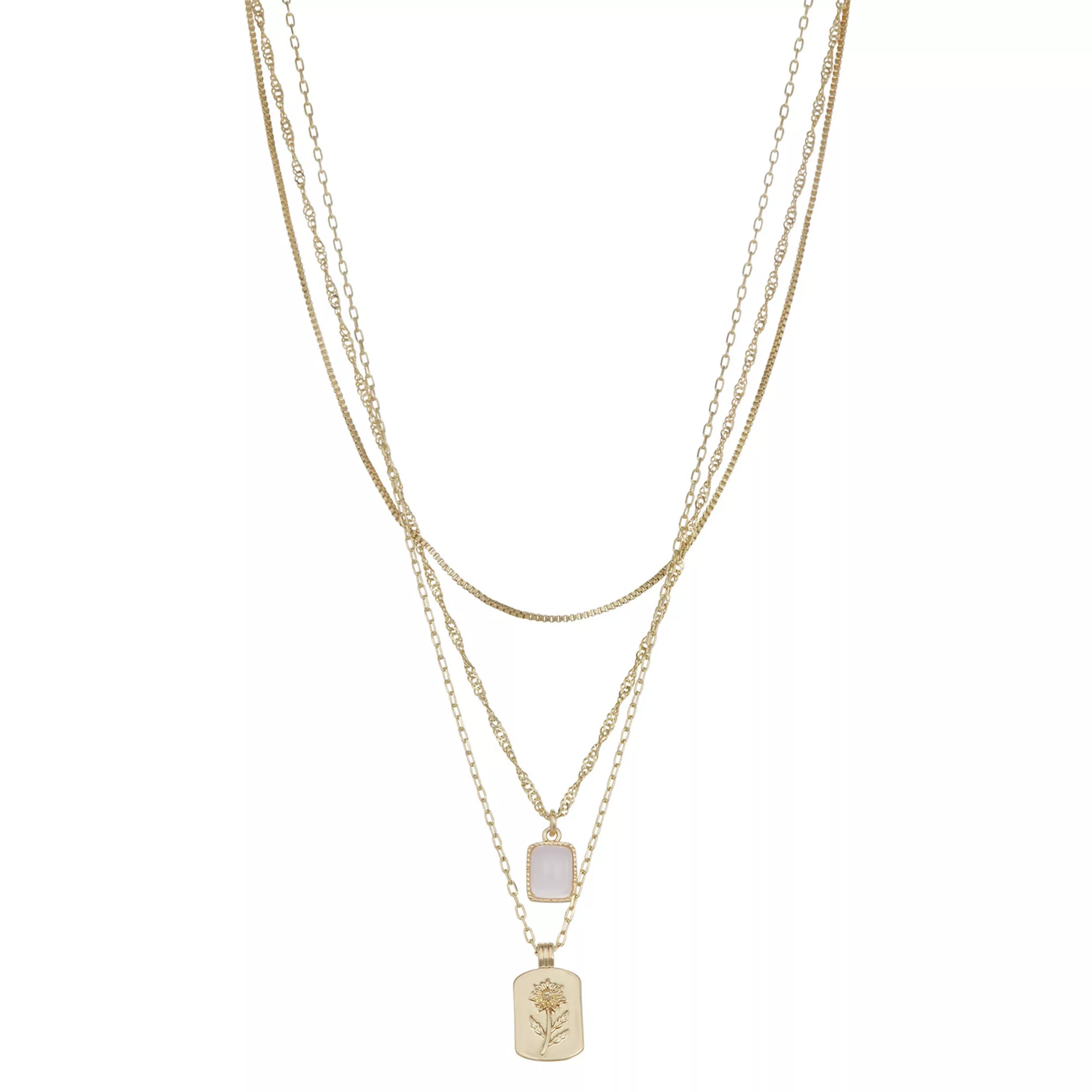 Emberly Gold Tone Layered Charms Necklace | Kohl's