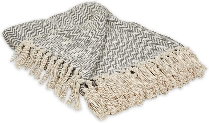 DII Chevron Throw Collection Handloomed Cotton, 50x60, Gray | Amazon (US)