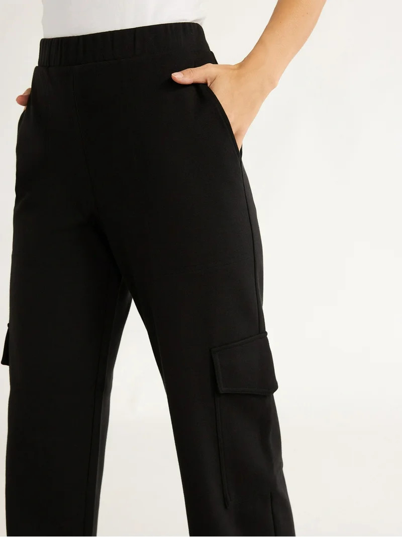 Free Assembly Women's and Women's Plus Wide Leg Knit Cargo Pants, 30” Inseam, Sizes XS-4X | Walmart (US)