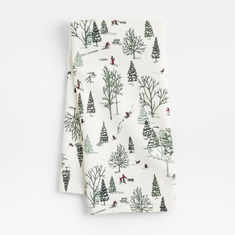 Winter Joy Organic Cotton Kitchen Towel | Crate & Barrel | Crate & Barrel